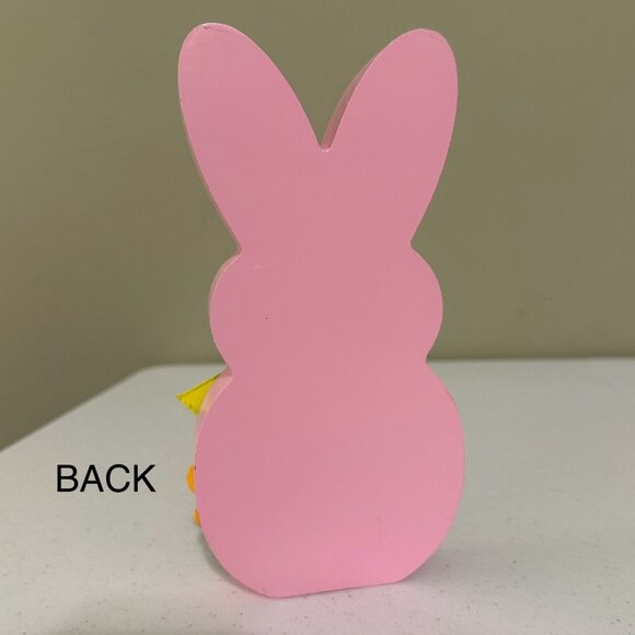 Striped Peep Easter bunny block decoration HAPPY EASTER spring Easter decoration - Picture 7 of 11